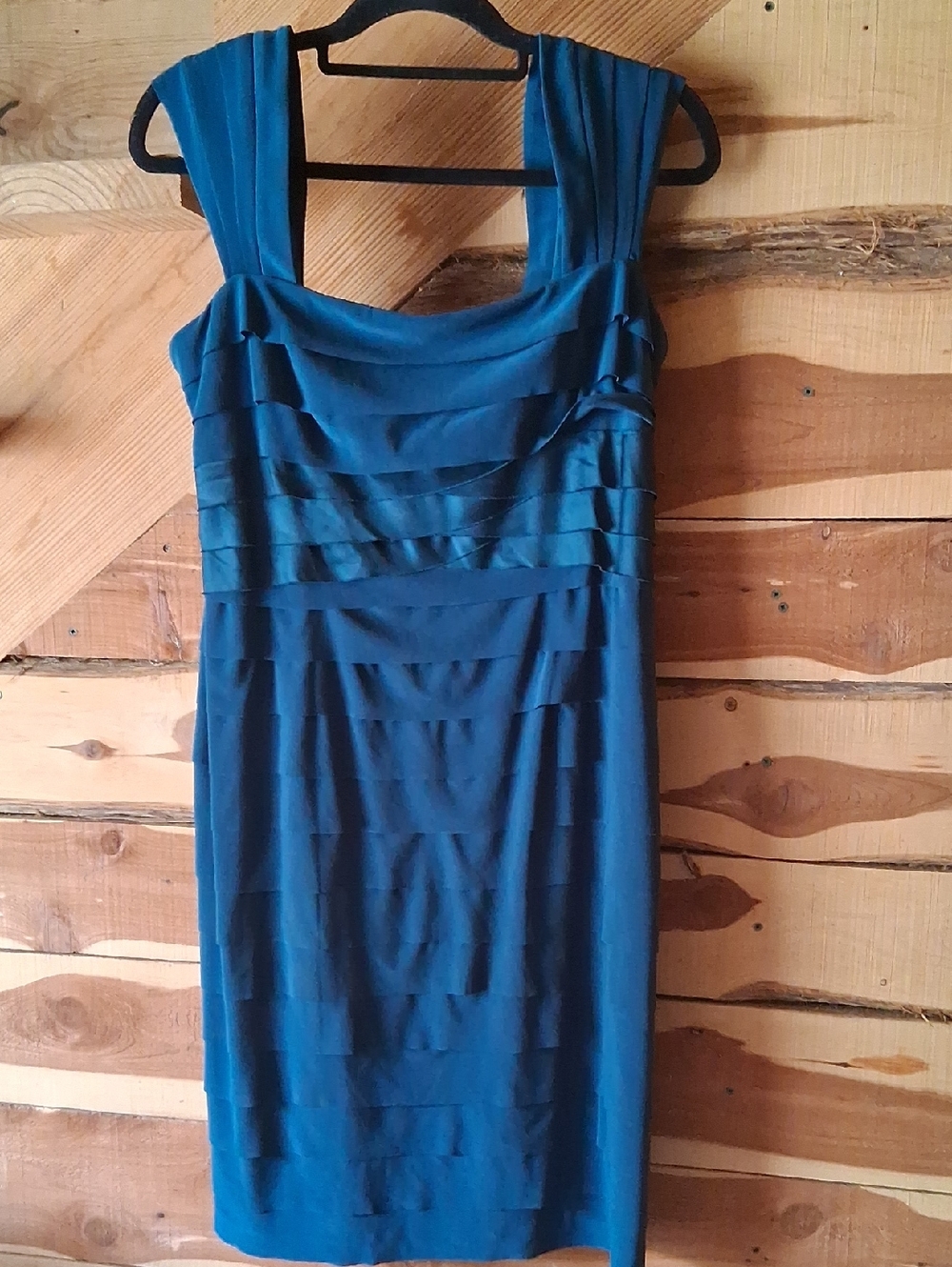 Womens Jones New York Teal Layered Sheath Dress